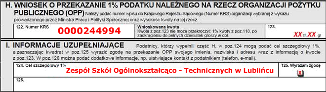 Przykładowe wypełnienie wniosku